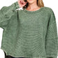 Zenana Acid Washed Exposed-Seam Sweatshirt - DAVERRI FASHIONS