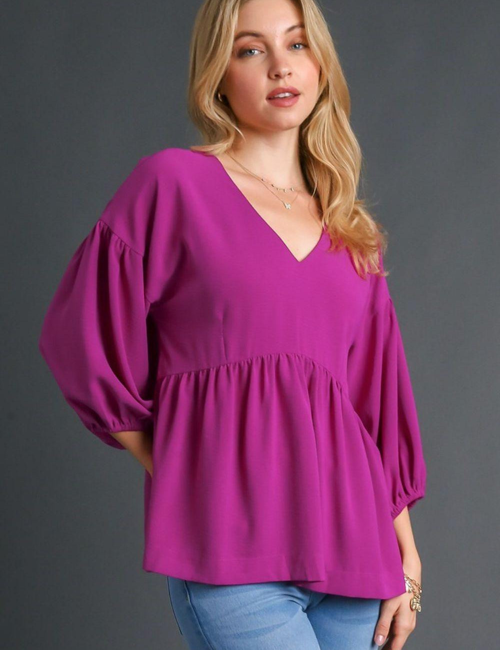 4 Sleeve Babydoll Blouse Plus Size | Blouses Daverri Fashions