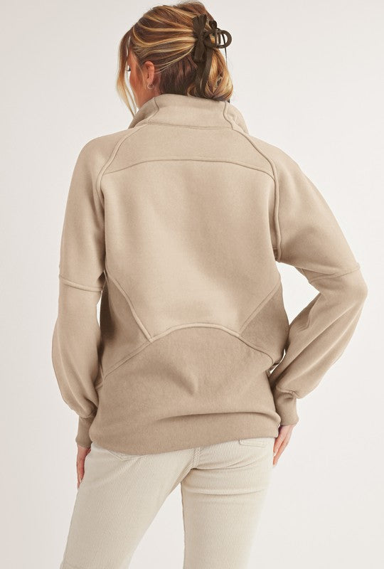 Aemi + Co Half Zip Raglan Sleeve Sweatshirt with Kangaroo Pocket Sweatshirts