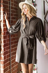 Solid Button Down Dress Plus Size - DAVERRI FASHIONS