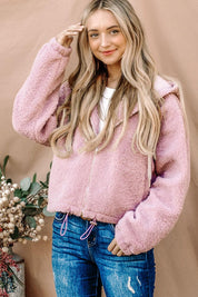 And The Why Sherpa Drawstring Cropped Hooded Jacket | Jackets Daverri Fashions