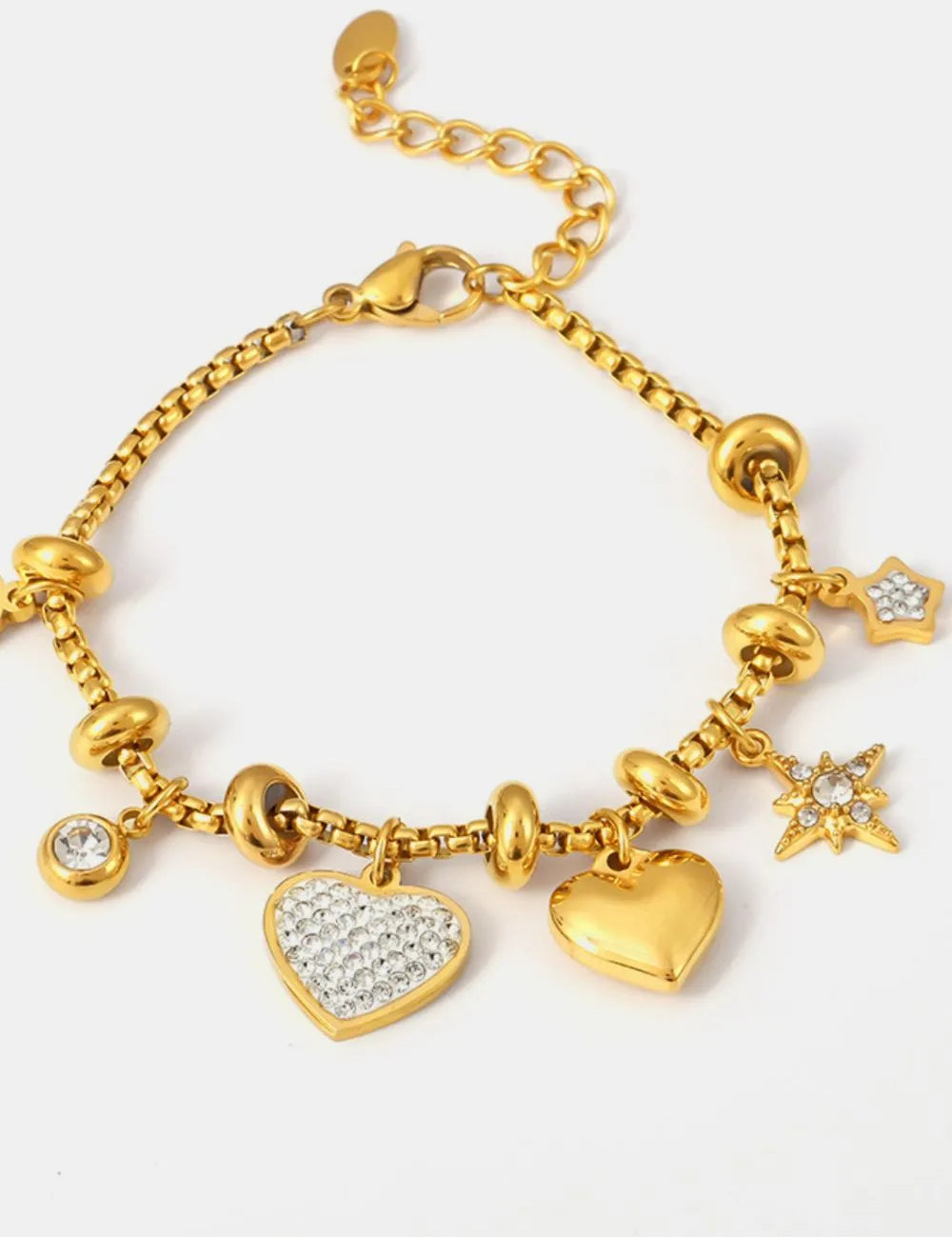 Titanium Steel Inland Zircon Heart Charm Bracelet | Bracelets Daverri Fashions