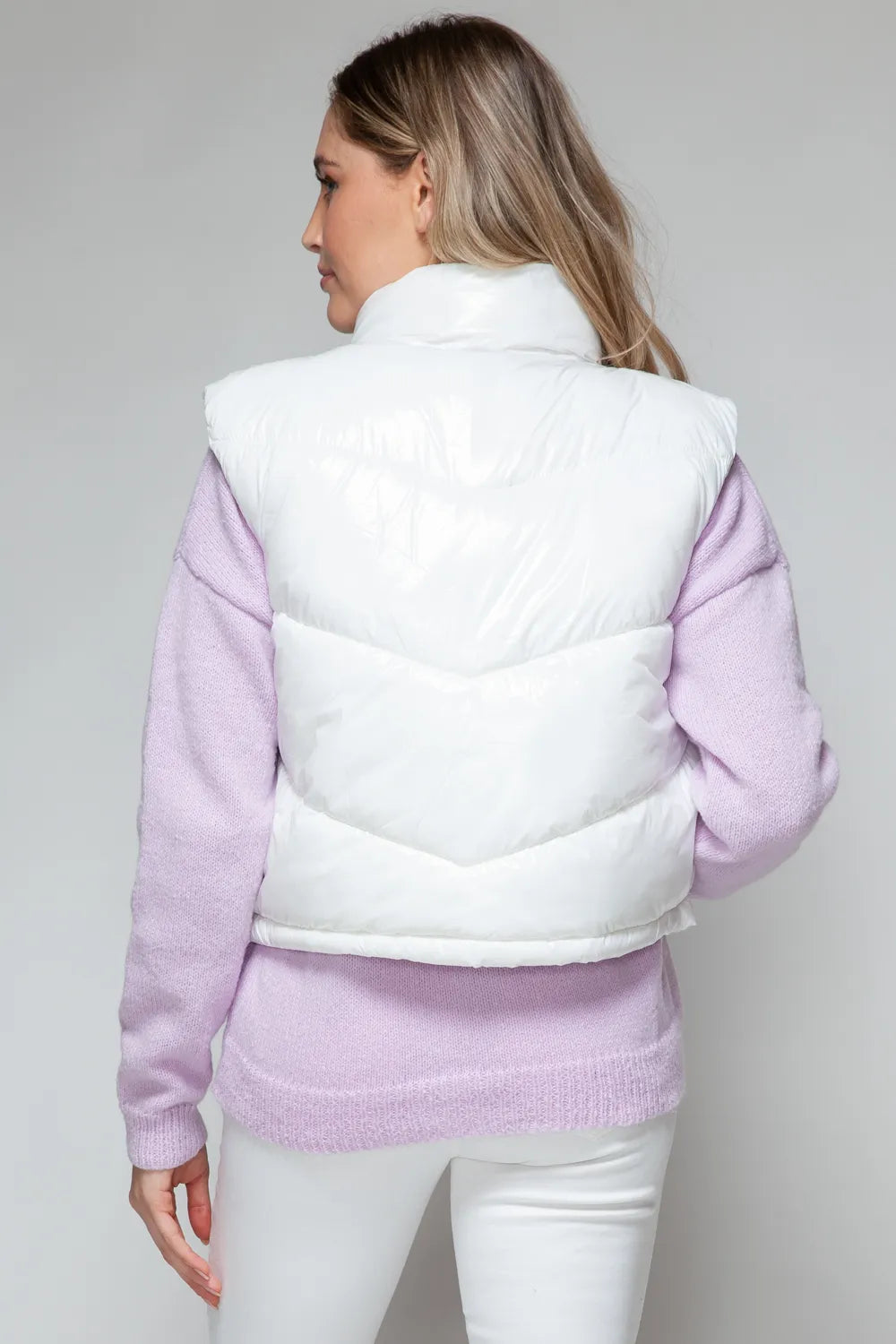 Snobbish Zip Up Turtleneck Shiny Quilted Vest | Vest Jackets Daverri Fashions