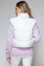Snobbish Zip Up Turtleneck Shiny Quilted Vest | Vest Jackets Daverri Fashions