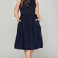 She + Sky Full Size Sleeveless Poplin Woven Midi Dress with Pockets Plus Size Midi Dreses