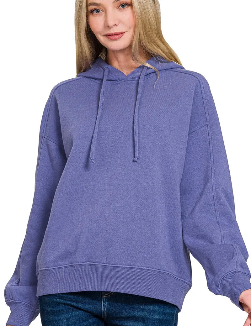 MARLIN Zenana Drawstring Relaxed Fit Fleece Hoodie | Hoodies Daverri Fashions