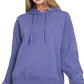 Zenana Drawstring Relaxed Fit Fleece Hoodie Marlin - DAVERRI FASHIONS