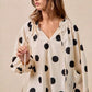 BiBi Polka Dot Exaggerated Balloon Sleeves Blouse - DAVERRI FASHIONS