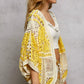 Yellow and cream POL open front crochet cardigan with lace patterns
