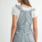 MABLE Square Neck Ruffle Shoulder Denim Overall Romper Shortalls