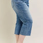 Judy Blue Plus Size High Waist Back Destroy & Raw Cut Hem Crop Wide Jeans