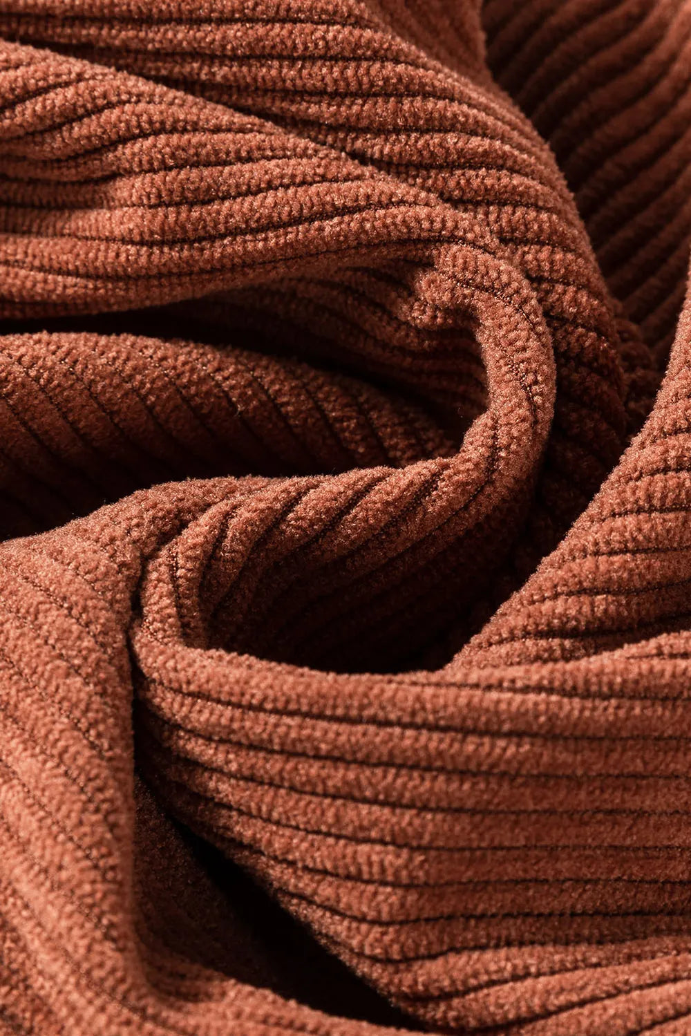 Rich rust corduroy womens high waist pants with square pockets