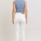 Judy Blue white high-waisted tummy control flare jeans with tailored fit and subtle stitching