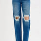 RISEN Full Size Mid Waist Fit Boyfriend Knee Distressed Jeans - DAVERRI FASHIONS