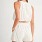 MABLE Eyelet Bubble Hem Sleeveless Top and Shorts Set Outfit Sets
