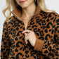 Umgee Leopard Print Quarter-Zip Sweatshirt - DAVERRI FASHIONS