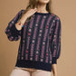 Umgee Jacquard Knit Puff Sleeve Sweater - DAVERRI FASHIONS