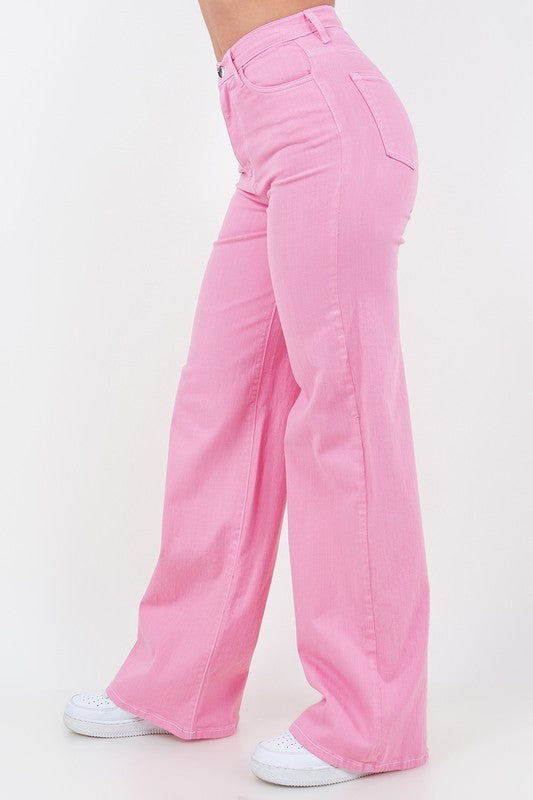 Wide Leg Jean in Bubblegum Pink Jeans