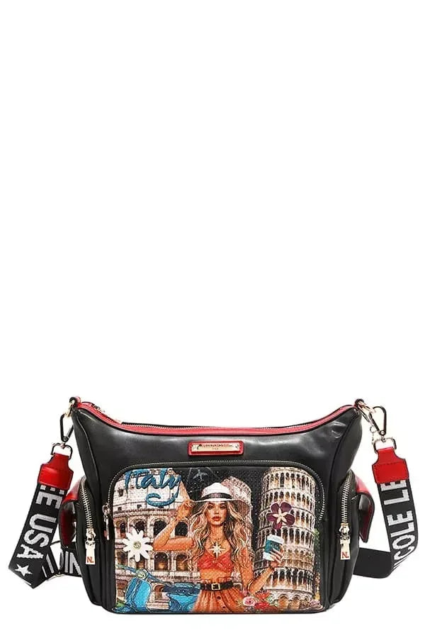 Martha Travels Italy Multi Pocket Shoulder Bag - DAVERRI FASHIONS