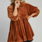 Umgee Full Size Button Down Tiered Back High Low Shirt