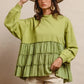 BiBi French Terry and Woven Mixed Tiered Top Tops