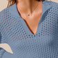 SO ME Open Knit Polo Sweater Top