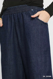 Umgee Washed Fringe Hem Wide Leg Jeans | Jeans Daverri Fashions