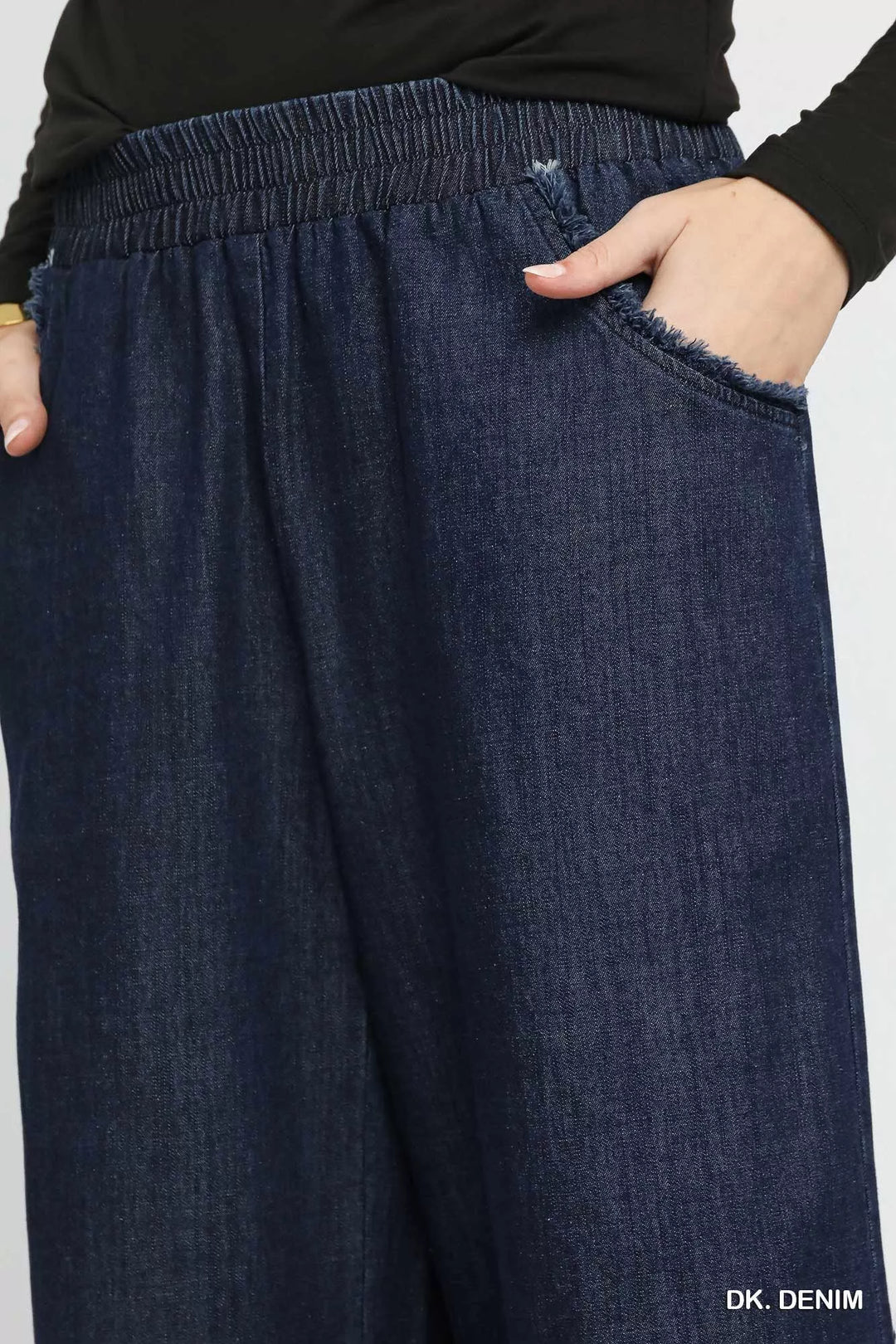 Umgee Washed Fringe Hem Wide Leg Jeans | Jeans Daverri Fashions