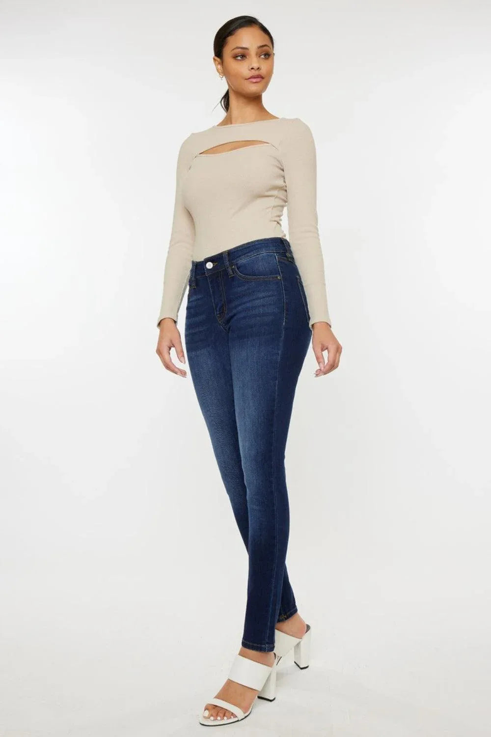 Kancan Mid Rise Gradient Skinny Jeans - DAVERRI FASHIONS