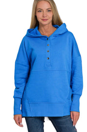 Half Snap Loose Fit Hooded Pullover Sweatshirts