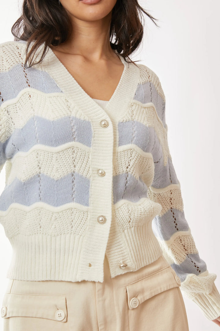 Davi & Dani Button Up Front V Neckline Cardigan Sweater Cardigans