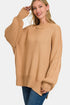 Zenana Side Sit Oversize Sweater Dk Brush - DAVERRI FASHIONS