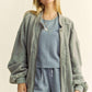 Davi & Dani Exposed Seam Zip Up Dropped Shoulder Jacket Tops