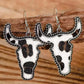 Alloy Animal Print Cow Head Earrings - DAVERRI FASHIONS