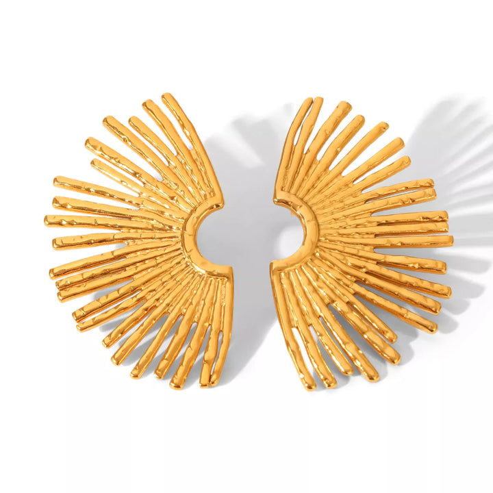 Stainless Steel Fan-Shaped Earrings | Earrings Daverri Fashions