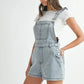 MABLE Square Neck Ruffle Shoulder Denim Overall Romper Shortalls