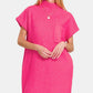 Zenana Short Sleeve Sweater Mini Dress Hot Pink Mini Dresses