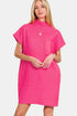 Zenana Short Sleeve Sweater Mini Dress Hot Pink Mini Dresses