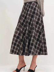 Black Plaid Midi Skirt | Skirts Daverri Fashions