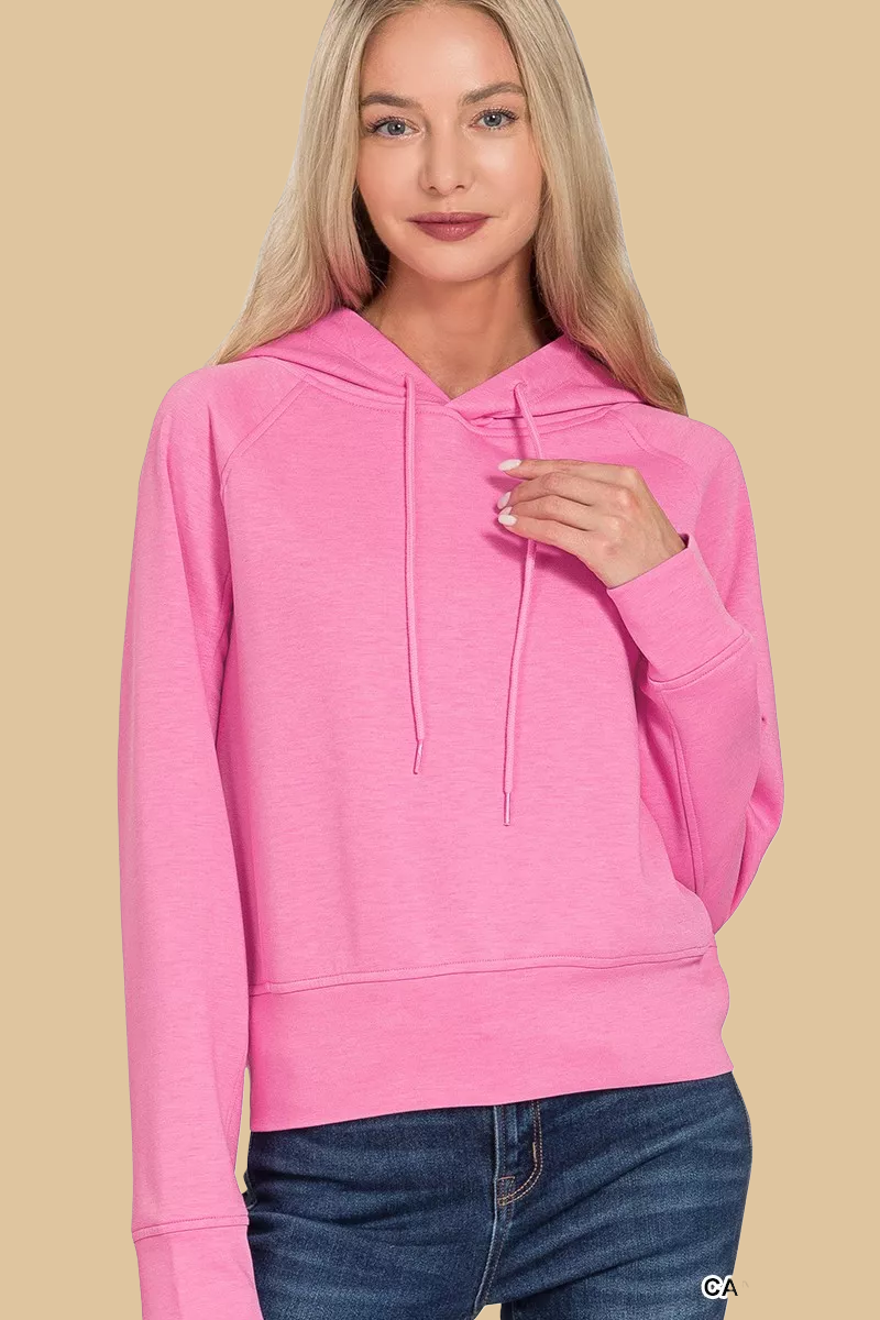 Zenana Drawstring Scuba Hoodie