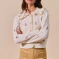 SO ME Collared Floral Embroidered Button Down Sweater Cardigan - DAVERRI FASHIONS