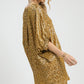 Umgee Metallic Leopard Print V-Neck Kimono Dress