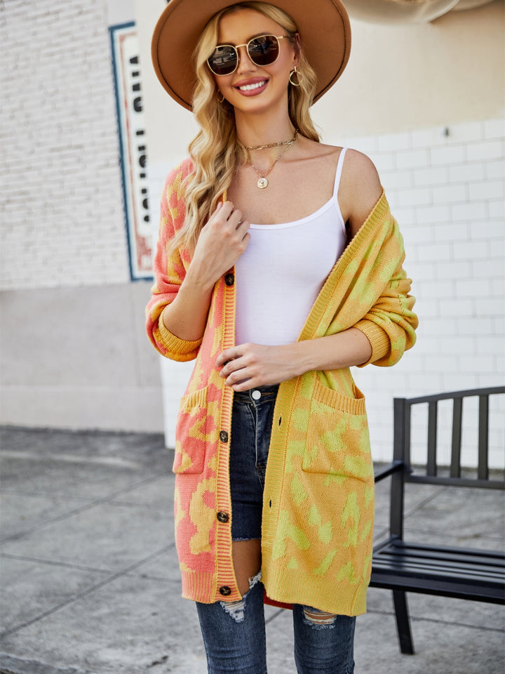 Angel Wings Leopard Button Down Longline Cardigan | Cardigans Daverri Fashions