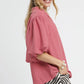 Umgee Textured Puff Sleeve Blouse Tops