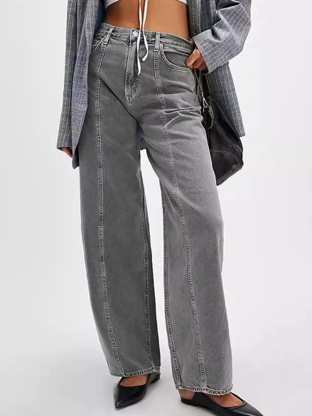 Wide Leg Jeans with Pockets | Jeans Daverri Fashions