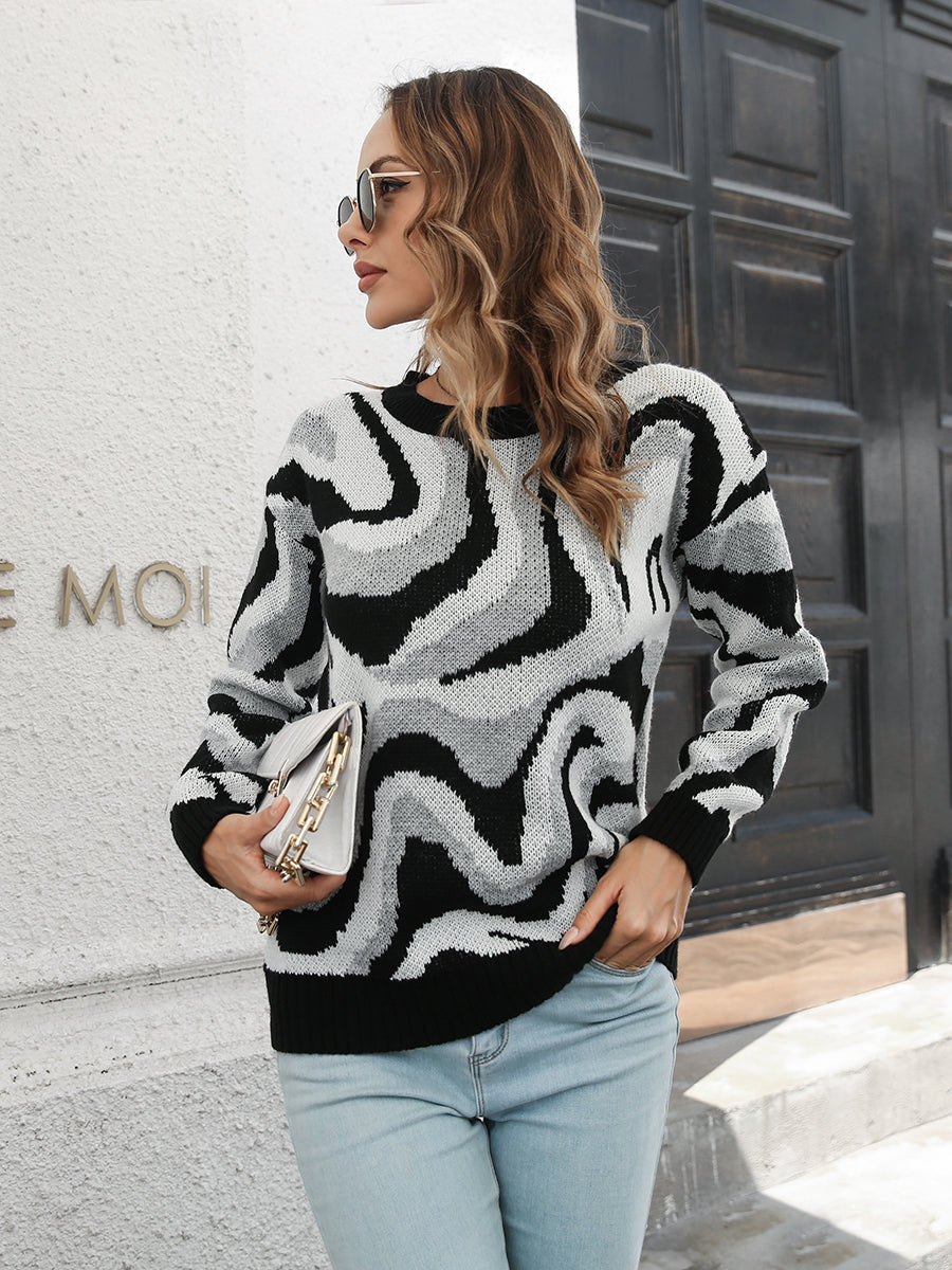 Black Round Neck Dropped Shoulder Sweater | Sweaters Daverri Fashions