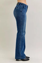 Judy Blue Full Size Mid Rise Bootcut Jeans with Welt Pockets Plus Size | Jeans Daverri Fashions