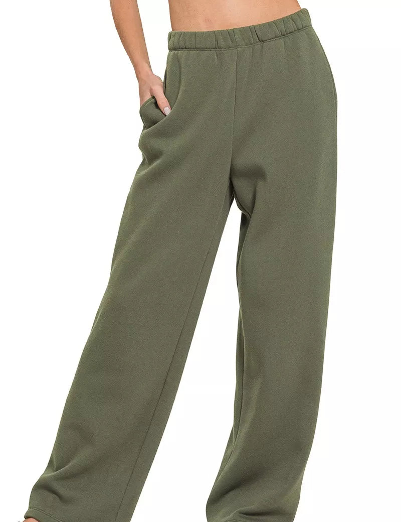 DK OLIVE Zenana Fleece Sweatpant with Pockets | Daverri Fashions