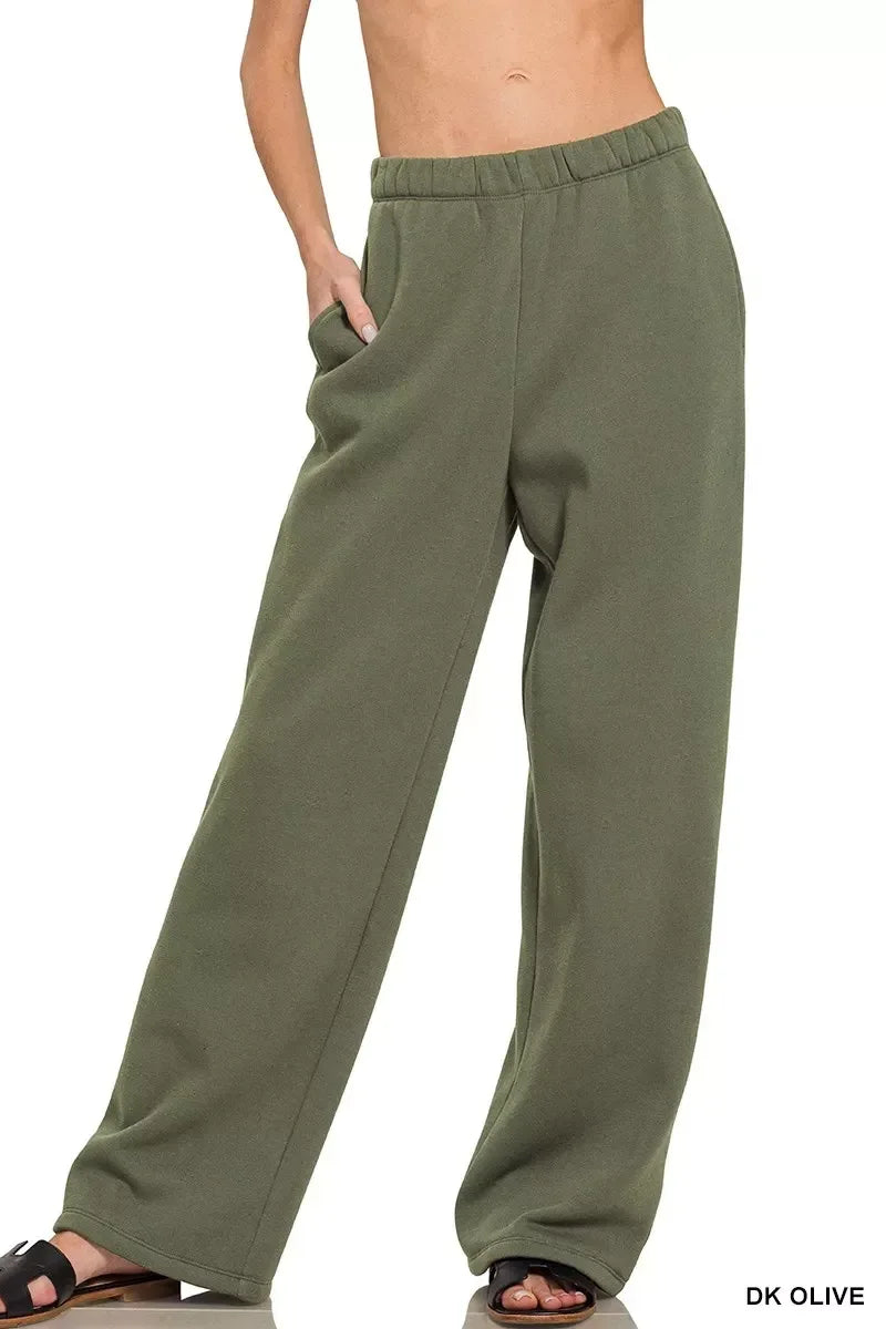 Zenana Fleece Sweatpant with Pockets - DAVERRI FASHIONS