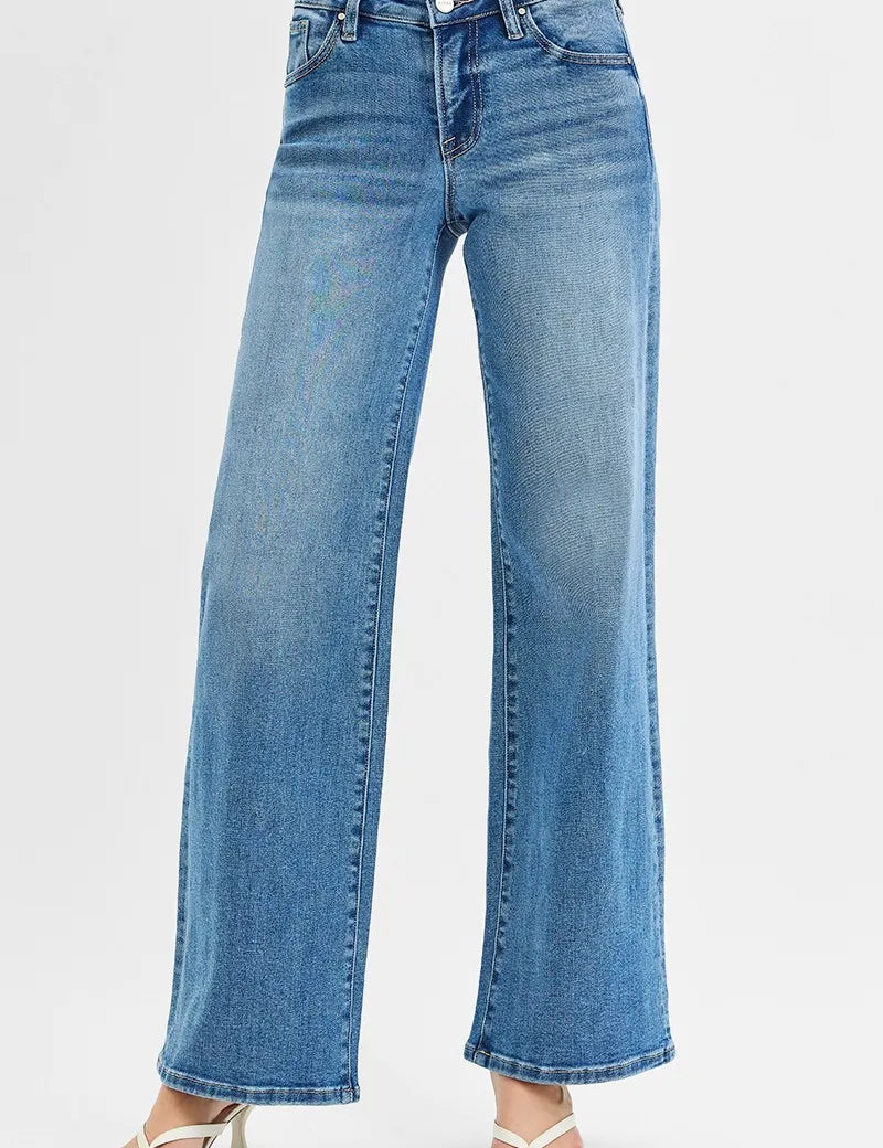 RISEN Full Size Low Rise Wide Leg Jeans | Jeans Daverri Fashions